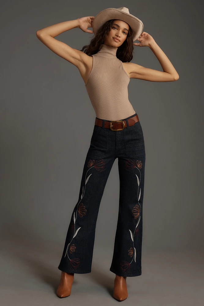 Seventy + Mochi Floral Queenie High-Rise Wide-Leg Jeans