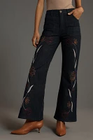 Seventy + Mochi Floral Queenie High-Rise Wide-Leg Jeans