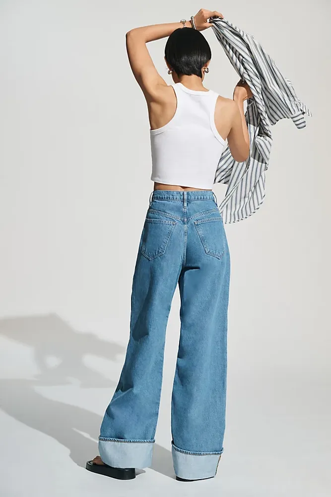 Rolled-up Wide leg Jeans