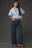 FRAME 70s Cuffed Crop High-Rise Straight-Leg Jeans