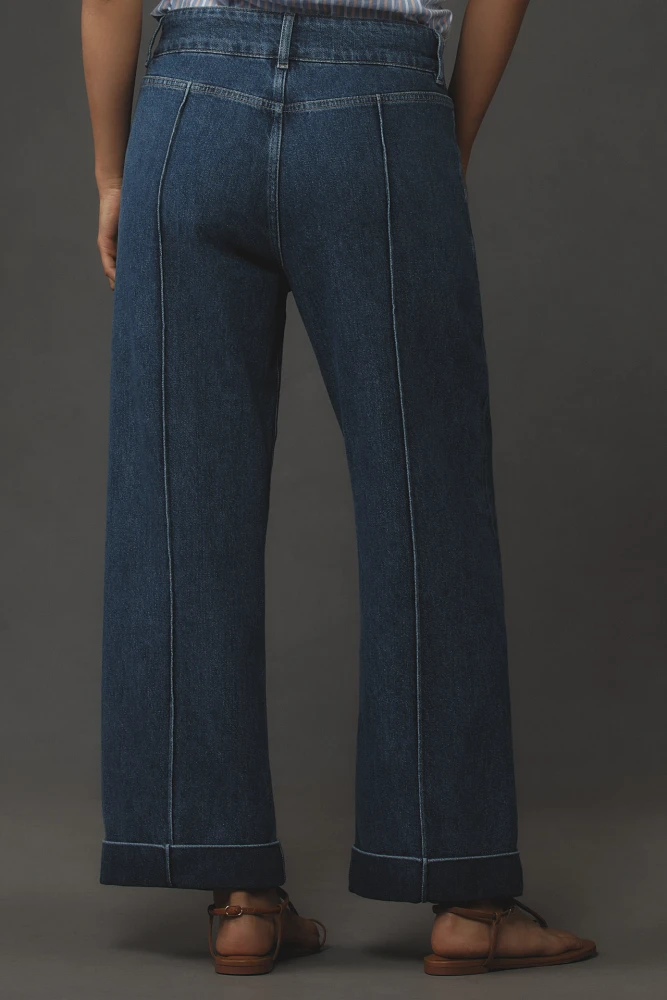 FRAME 70s Cuffed Crop High-Rise Straight-Leg Jeans