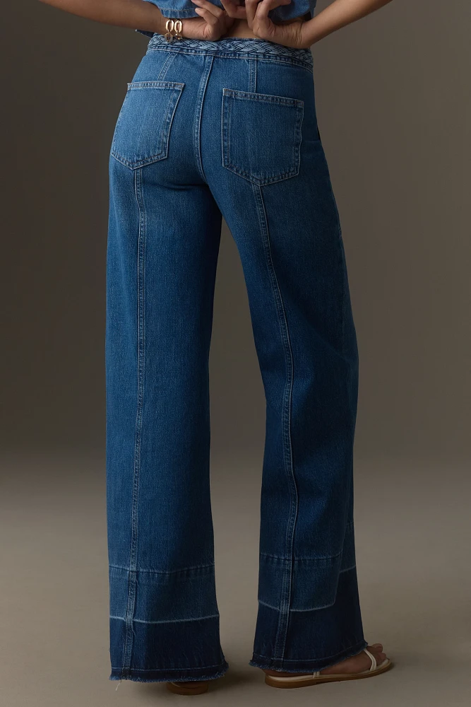 Frame Petite Braided Wide-Leg Jeans