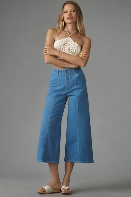 The Delaney Crop Clean-Seamed High-Rise Wide-Leg Jeans by Maeve