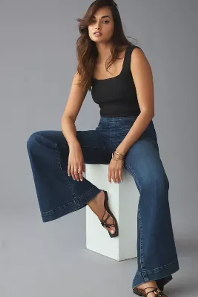 Pilcro Retro Low-Rise Pull-On Flare Jeans