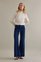 Maeve Corseted High-Rise Wide-Leg Jeans