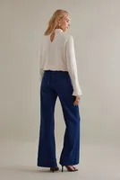 Maeve Corseted High-Rise Wide-Leg Jeans