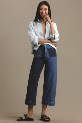 The Colette Cropped Wide-Leg Pants by Maeve: Denim Edition