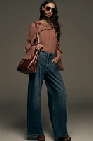 The Emory Pleated High-Rise Wide-Leg Jeans by Pilcro