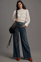 Pilcro Corset Seamed High-Rise Wide-Leg Jeans