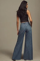 The Adi Mid-Rise Frayed Relaxed Flare Jeans by Pilcro: Decorated Edition