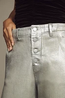 The Arin Mid-Rise Button-Front Barrel Jeans by Pilcro: Coated Edition