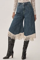 Pilcro High-Rise Wide-Leg Fringe Culotte Jeans