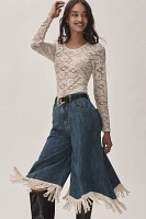 Pilcro High-Rise Wide-Leg Fringe Culotte Jeans