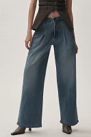 Pilcro Pleated High-Rise Wide-Leg Trouser Jeans