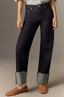 Pilcro High-Rise Cuff Flocked Jeans