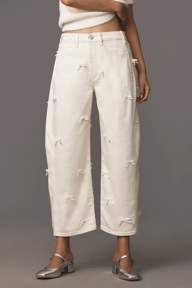 The Kenna Mid-Rise Heritage Barrel Jeans by Pilcro: Bow Edition