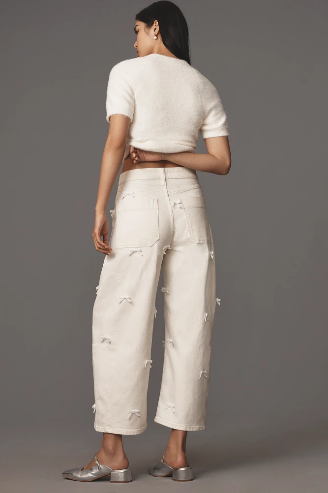 The Kenna Mid-Rise Heritage Barrel Jeans by Pilcro: Bow Edition