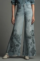 The Adi Mid-Rise Frayed Relaxed Flare Jeans by Pilcro: Patterned Edition