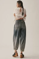 Pilcro Pleated High-Rise Balloon-Leg Jeans