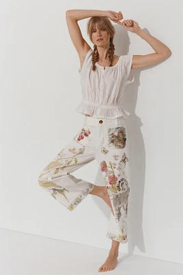 The Colette Denim High-Rise Cropped Wide-Leg Jeans by Maeve: Swan Gossip Edition