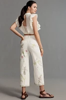 The Colette Denim High-Rise Cropped Wide-Leg Jeans by Maeve: Swan Gossip Edition