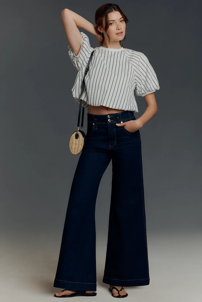 FRAME The Seamed High-Rise Wide-Leg Trouser Jeans