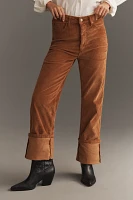 The Scotty Corduroy Cuffed High-Rise Straight-Leg Jeans by Pilcro