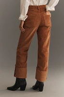 The Scotty Corduroy Cuffed High-Rise Straight-Leg Jeans by Pilcro