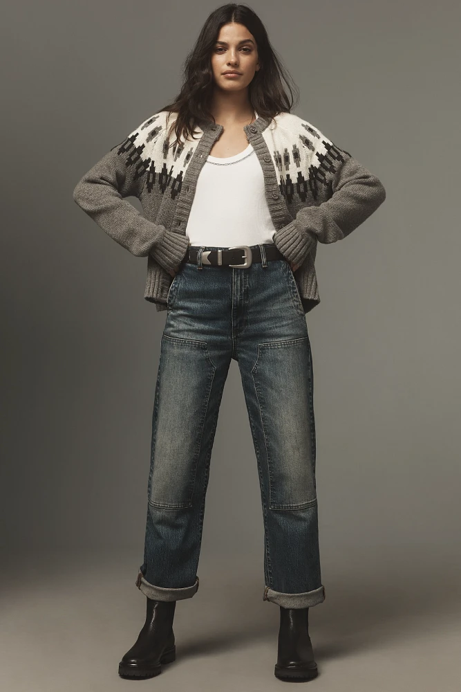 The Lonnie Cuffed High-Rise Crop Jeans by Pilcro: Carpenter Edition