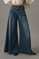 Pilcro Pleated Palazzo High-Rise Wide-Leg Jeans