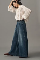 Pilcro Pleated Palazzo High-Rise Wide-Leg Jeans