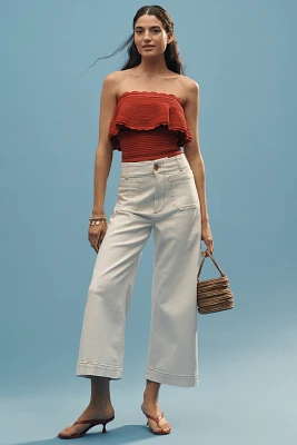 The Colette Denim Cropped High-Rise Wide-Leg Jeans by Maeve