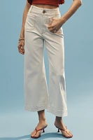 The Colette Denim Cropped High-Rise Wide-Leg Jeans by Maeve