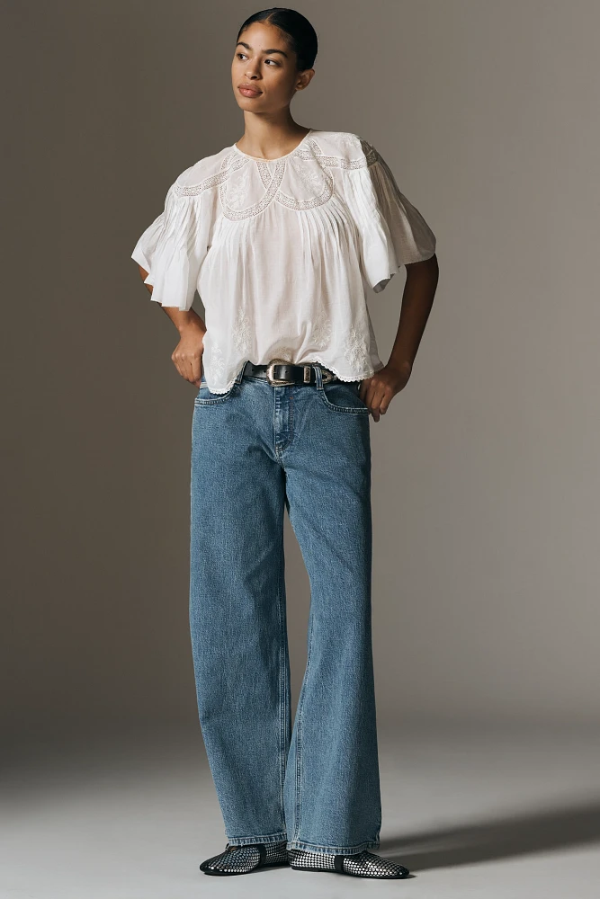 Pilcro Low-Rise Wide-Leg Jeans