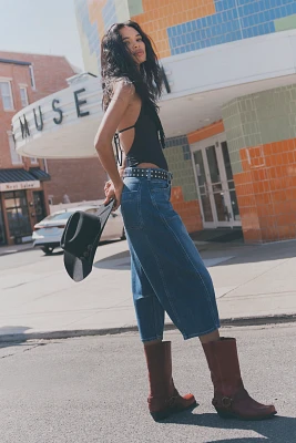The Kenna High-Rise Heritage Cropped Barrel Jeans by Pilcro