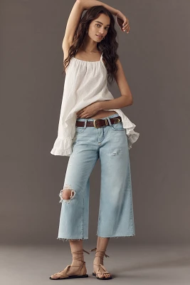 Pilcro Low-Rise Crop Wide-Leg Distressed Jeans