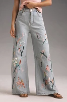 Pilcro Embroidered Bowed Slouch High-Rise Tapered Jeans