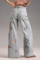 Pilcro Embroidered Bowed Slouch High-Rise Tapered Jeans