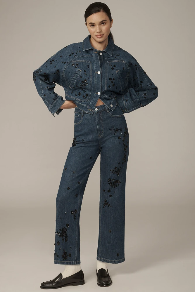 The Annie High-Rise Straight-Leg Jeans by Pilcro: Embellished Edition