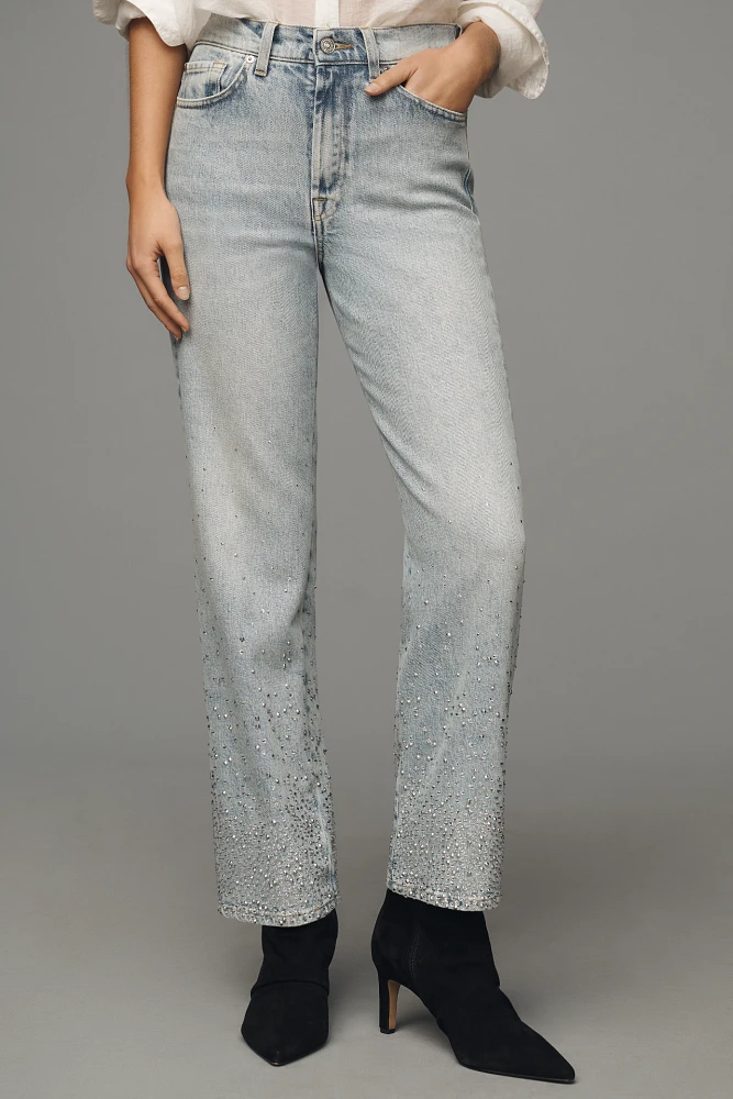7 For All Mankind Logan Embellished Straight-Leg Jeans