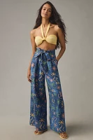 Corey Lynn Calter Linen Tropical Printed Wide-Leg Pants