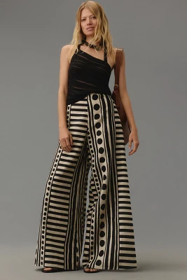 Corey Lynn Calter Geometric Linen Wide-Leg Pants