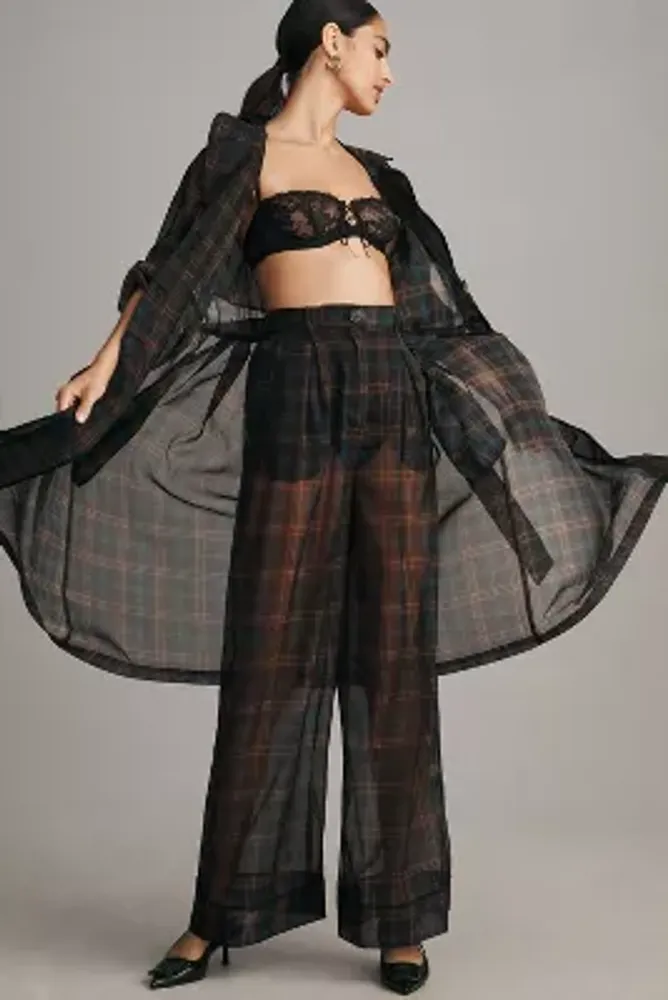 Porridge Sheer Wide-Leg Trousers