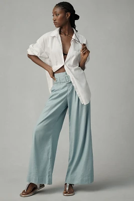 By Anthropologie Linen Belted Wide-Leg Pants