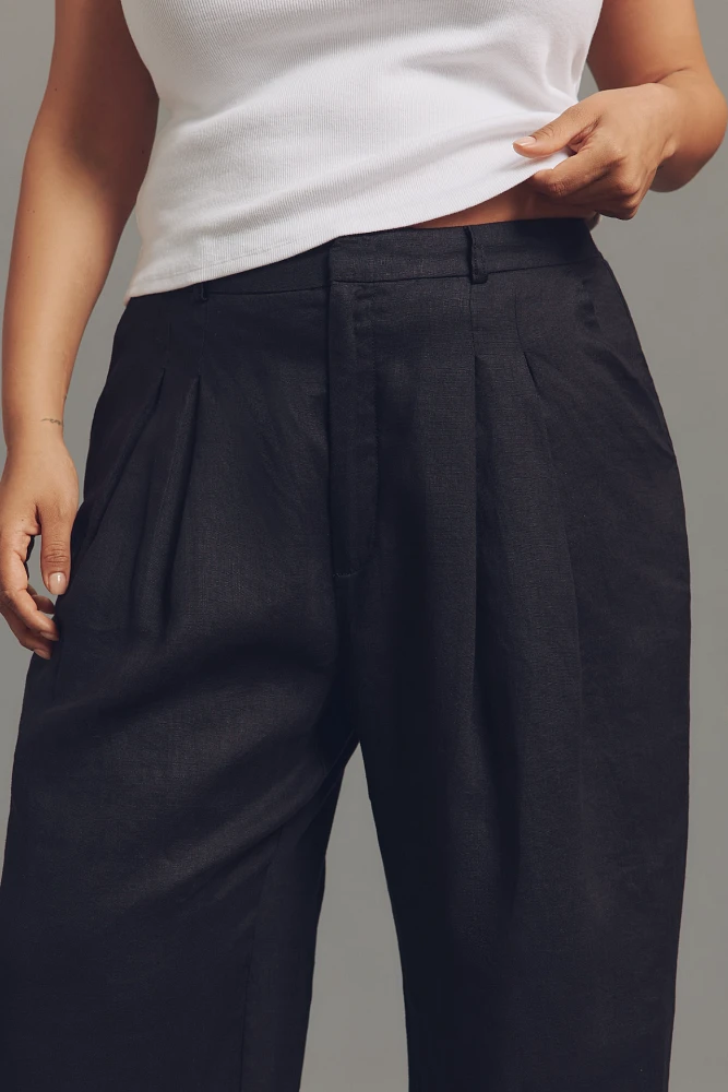 The Avery Pleated Wide-Leg Trousers by Maeve: Linen Edition