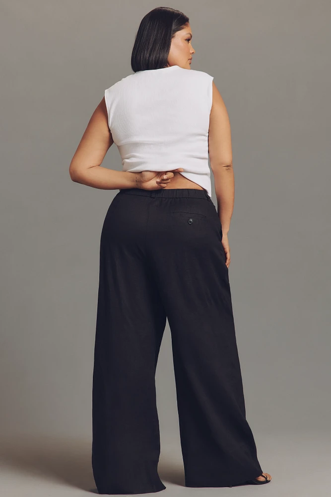 The Avery Pleated Wide-Leg Trousers by Maeve: Linen Edition
