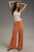 Pilcro Embroidered Beach Linen Cargo Pants