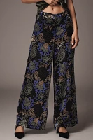 By Anthropologie Low-Rise Printed Pleated Pants