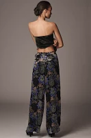 By Anthropologie Low-Rise Printed Pleated Pants