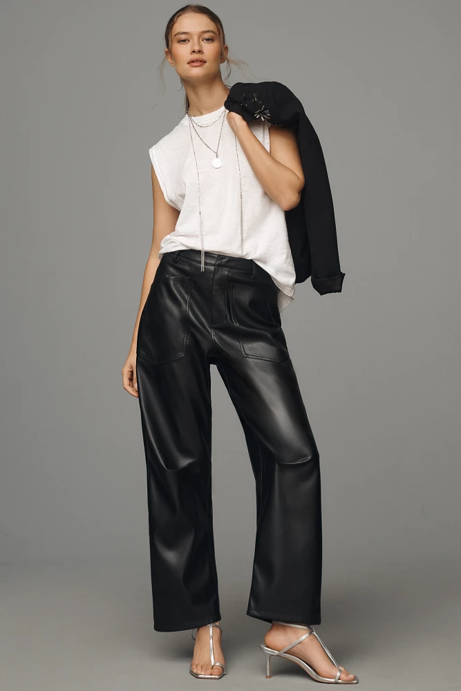 Steve Madden Haniel Faux-Leather Barrel Pants